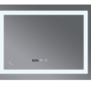 Koupelnové zrcadlo s LED osvětlením, protizamlžovací funkcí, regulací jasu a hodinkami, MR02-80×80 WARM