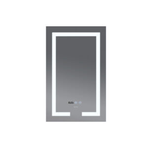 Koupelnové zrcadlo s LED osvětlením, protizamlžovací funkcí, regulací jasu a hodinkami, MR06-60×80 HARD